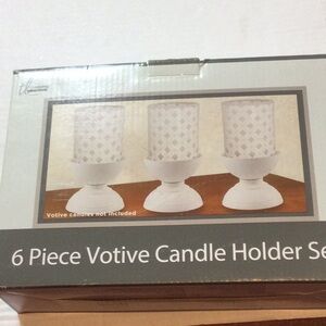 Elegant White Votive Candle Holder Set - 6 Piece